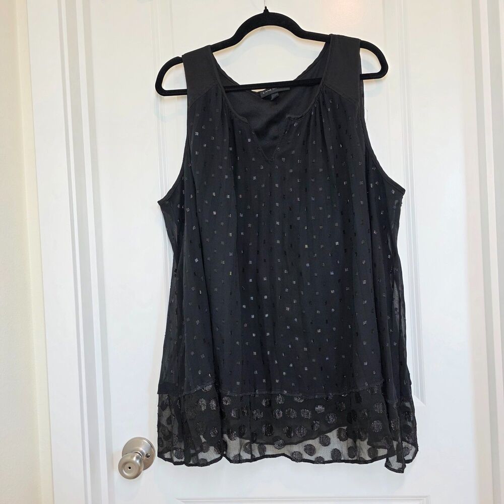 Lane Bryant Sleeveless Top Sz 24 Flowy Swiss Dot Sheer Shimmer Business Casual